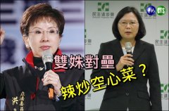洪秀柱（左选中胜出
